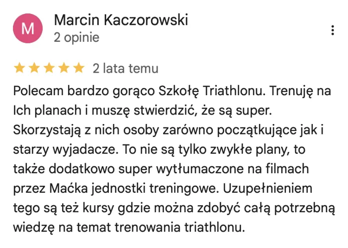 Opinia Marcina Kaczorowskiego w Google