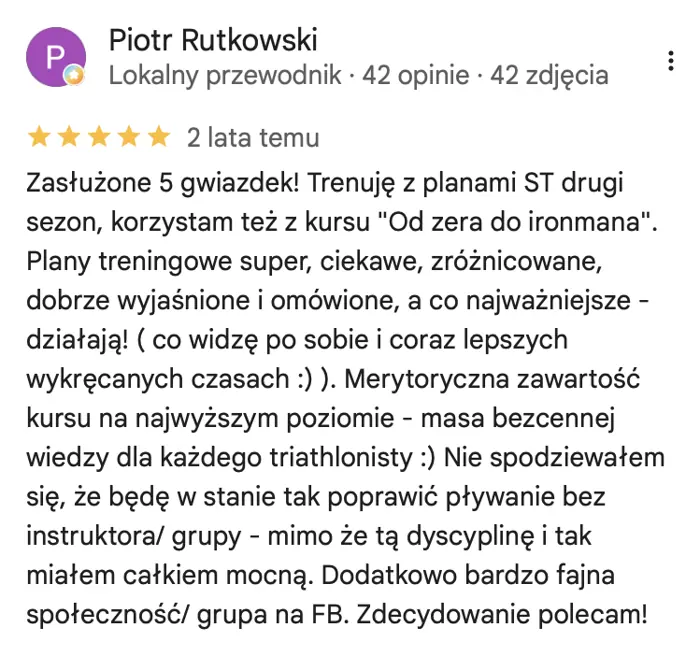 Opinia Piotra Rutkowskiego w Google