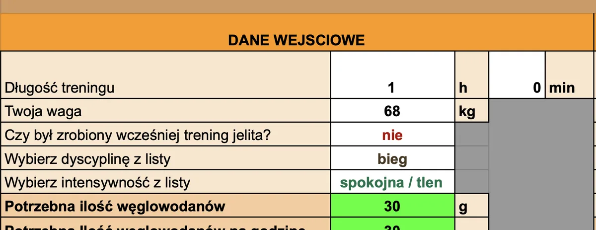 Arkusz: dane wejściowe